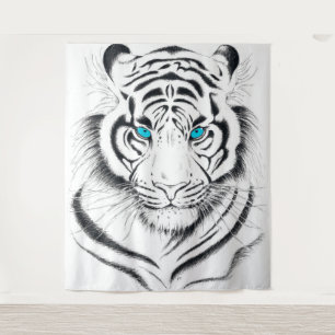 Tenture Art blanc d'encre de tigre de Bengale