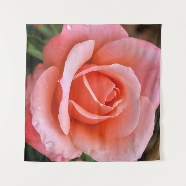 Tenture Art botanique romantique Rose Imprimer (Devant (Horizontal))