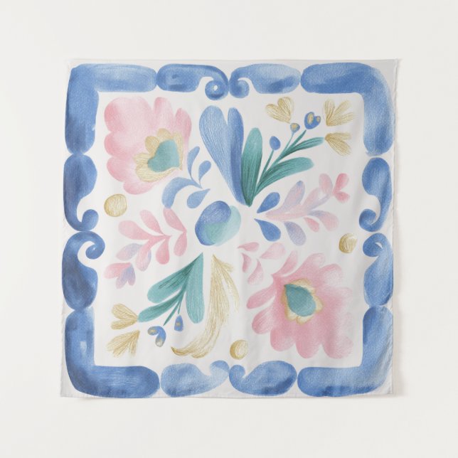 Tenture Art de carreaux mexicains pastel (Devant)