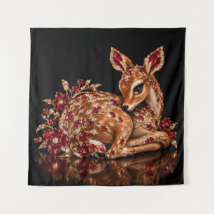 Tenture Art de cerf rouge or luxueux