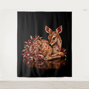 Tenture Art de cerf rouge or luxueux
