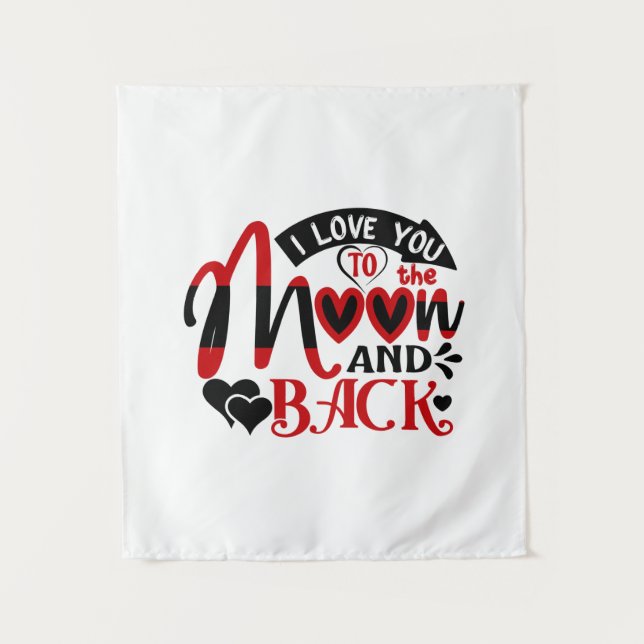 Tenture Art de couple je t'aime jusqu'à la lune (Devant)