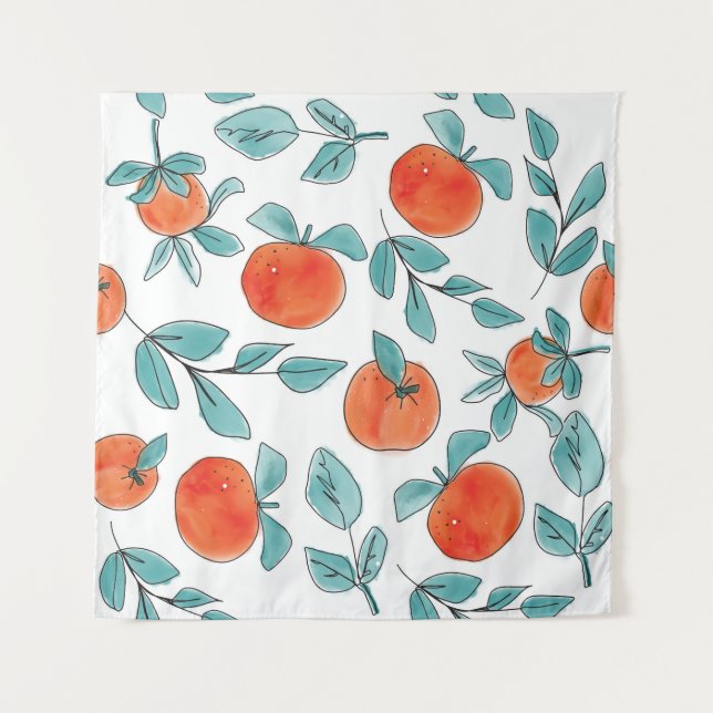 Tenture Art de ligne orange : motif transparent (Devant)