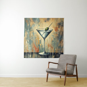 Tenture Art de Martini en techniques mixtes du milieu du s