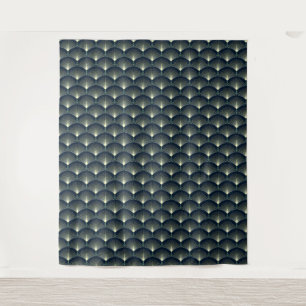 Tenture Art Déco Bleu foncé Motif géométrique élégant 