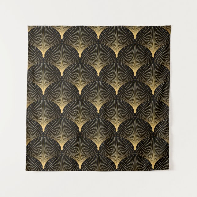 Tenture Art Déco : motif d'or noir. (Devant)