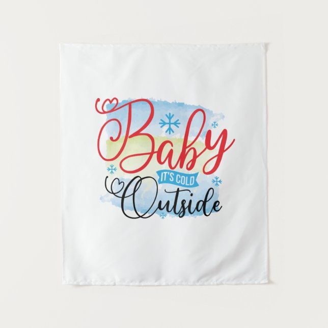 Tenture Art D'Hiver Bébé Il Fait Froid Dehors (Devant)