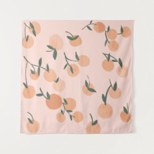 Tenture Art doodle : motif vintage orange cerise