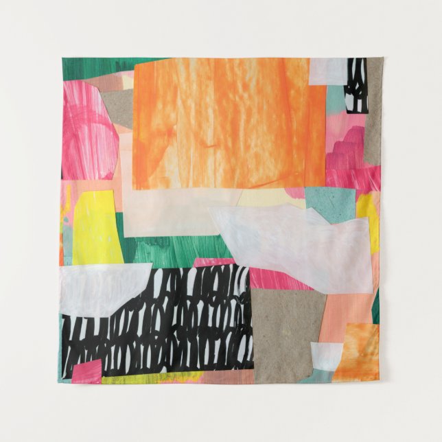 Tenture Art du collage moderne. Technique mixte sur toile. (Devant)