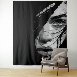 Tenture Art du portrait mystérieux monochrome