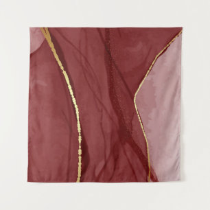 Tenture Art en résine, fond abstrait marsala rouge foncé. 