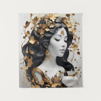 Tenture Art Fantastique Moderne en Noir et Or