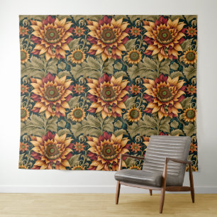 Tenture Art floral artistique victorien tournesol vintage