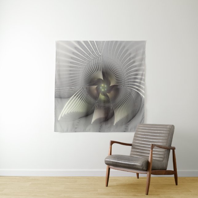 Tenture Art fractal de forme 3D abstraite moderne (En situation)