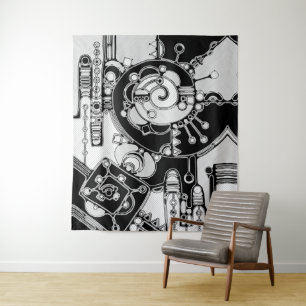 Tenture Art Géométrique Noir Et Blanc 4