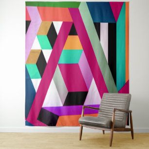 Tenture Art géométrique par blocs couleur vive tendance