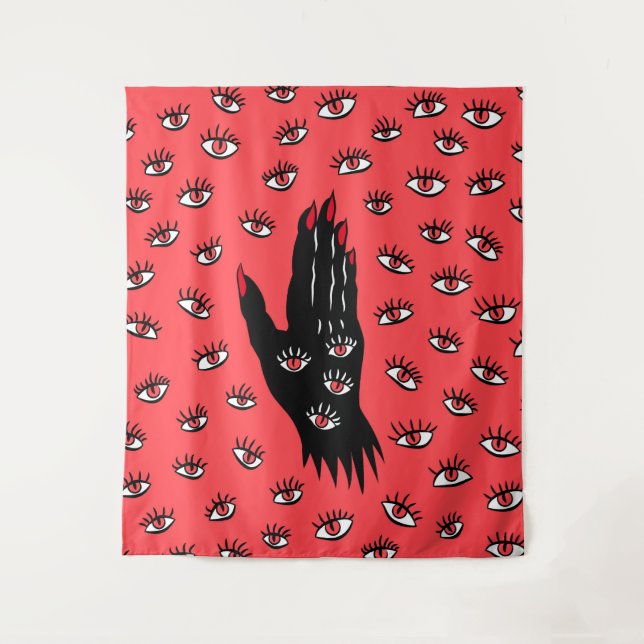 Tenture Art gothique d'Halloween - Yeux Éffrayants à main  (Devant)