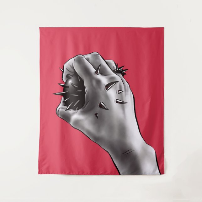 Tenture Art gothique d'horreur - main poignardée (Devant)