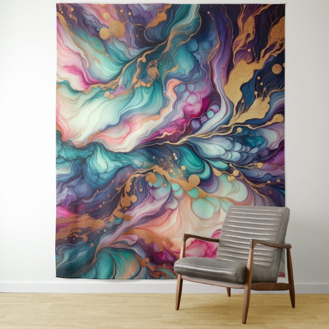 Tenture Art marbré - Couleurs vives (En situation)