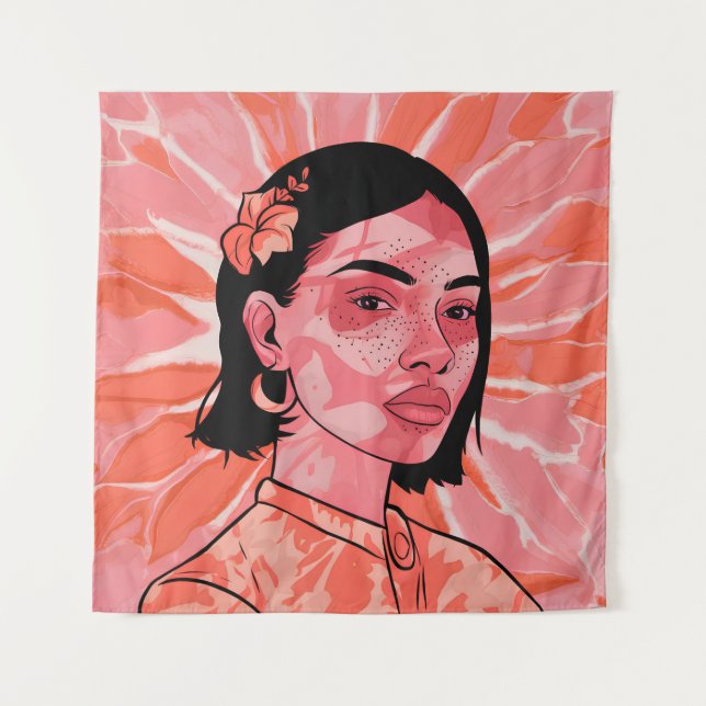 Tenture Art minimaliste boho féminin moderne (Devant)