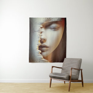 Tenture Art mural du visage féminin abstrait – Texturé mod
