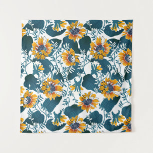 Tenture Art Nouveau, motifs floraux.