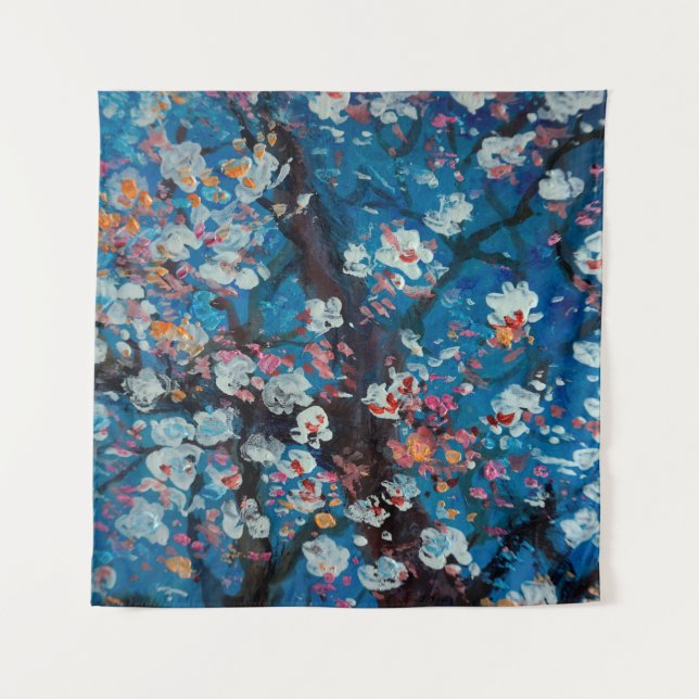 Tenture Art oil painting, cherry blossom flower, abstract, (Devant)