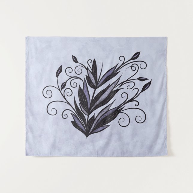 Tenture Art Plante gothique - Flore noire et violette (Devant (Horizontal))