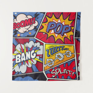 Tenture Art pop rétro, motif de la bande dessinée.