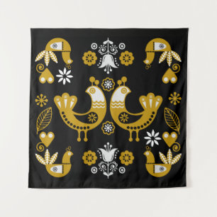 Tenture Art populaire scandinave Oiseaux