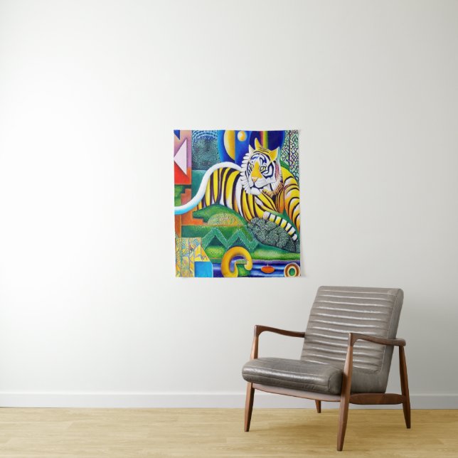 Tenture Art Tigre Contemporain - Décor Oeil (En situation)