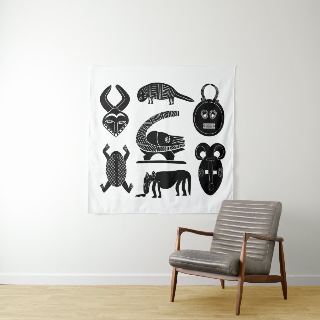 Tenture Art tribal africain abstrait (En situation)