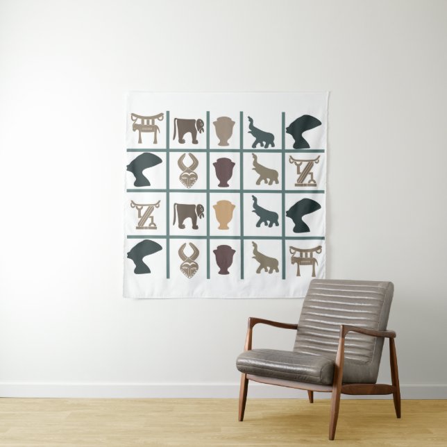 Tenture Art tribal africain abstrait (En situation)
