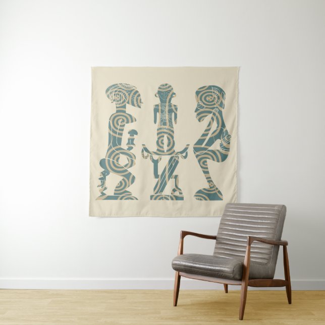 Tenture Art tribal africain abstrait (En situation)
