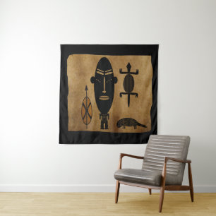 Tenture Art tribal africain abstrait contemporain vintage