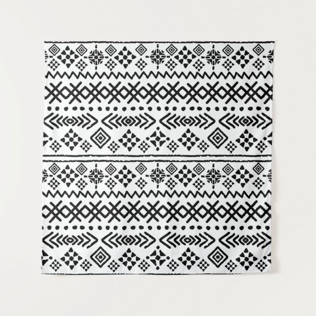 Tenture Art tribal boho : géométrique sans soudure. (Devant)