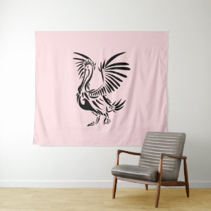 Tenture Art tribal de pélican sur fond rose