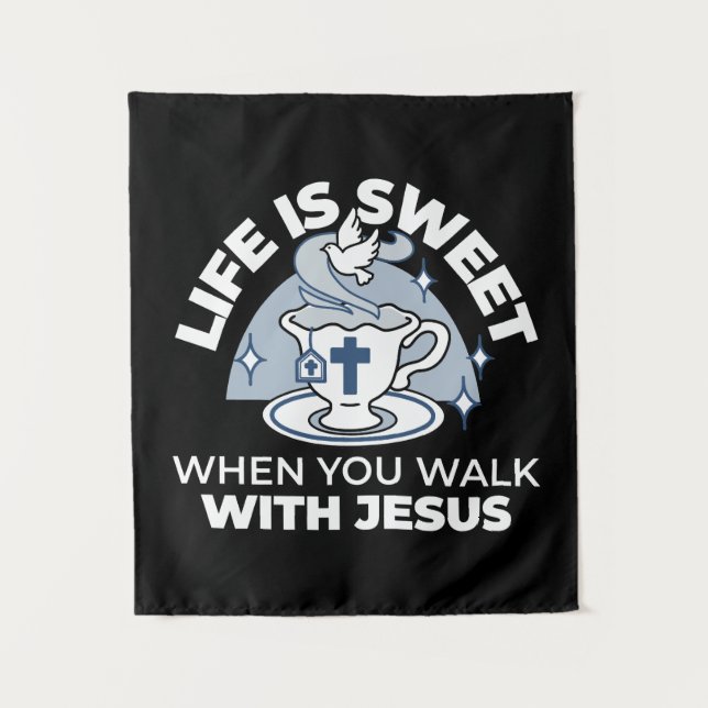 Tenture Art Vivant Fidèle - Teacup avec Croix et Dove (Devant)