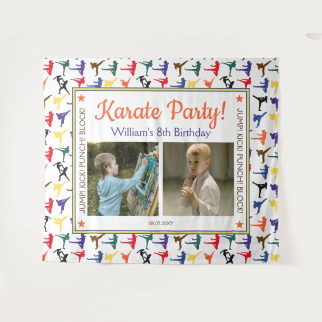 Tenture Arts martiaux Japon Karate Anniversaire de enfant  (Devant (Horizontal))