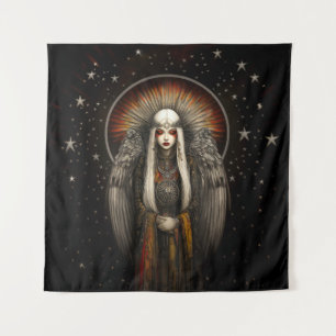 Tenture Asteria Déesse des Étoiles : Art Noir Argenté