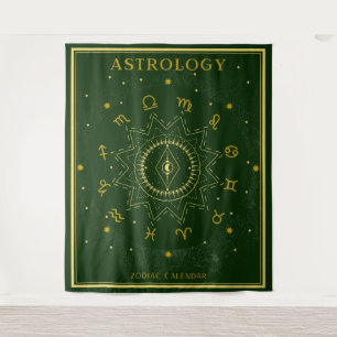 Tenture Astrologie Calendrier Zodiac - Vert