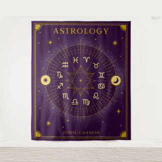 Tenture Astrologie Calendrier Zodiaque - Violet