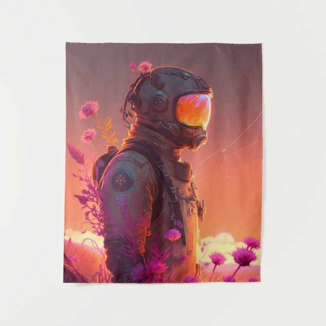 Tenture Astronaut World Discovery Peinture Univers Humain (Devant)
