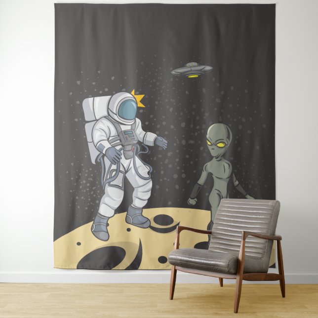 Tenture Astronaute et extraterrestre    (En situation)