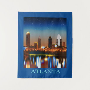 Tenture Atlanta Skyline par nuit avec réflexions