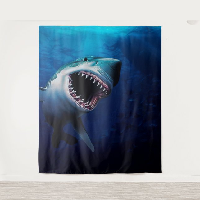 Tenture Attaque de requin | Fond de photo d'océan arrière- (Devant)