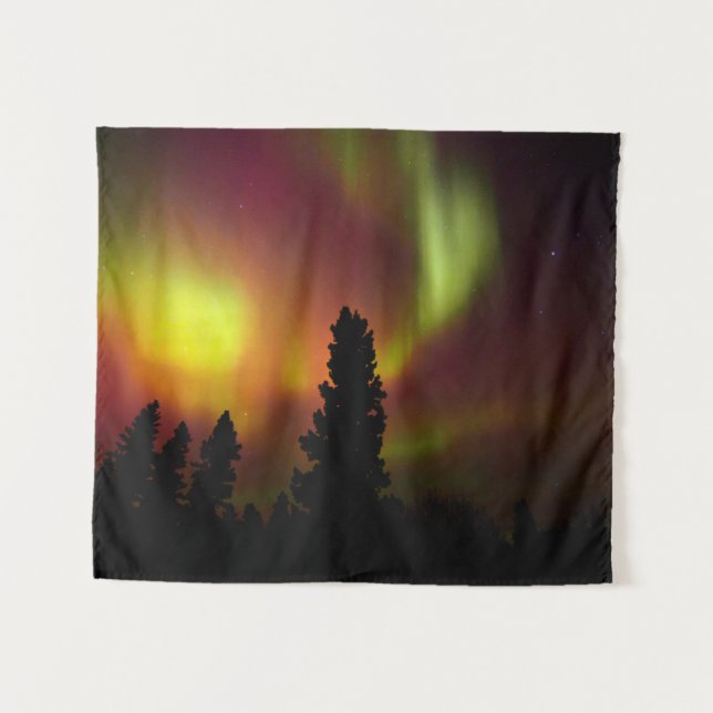 Tenture Aurore Boréale et Arbres (Devant (Horizontal))
