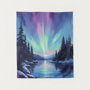 Tenture Aurore Boréale Peinture Aquarelle des Lumières d