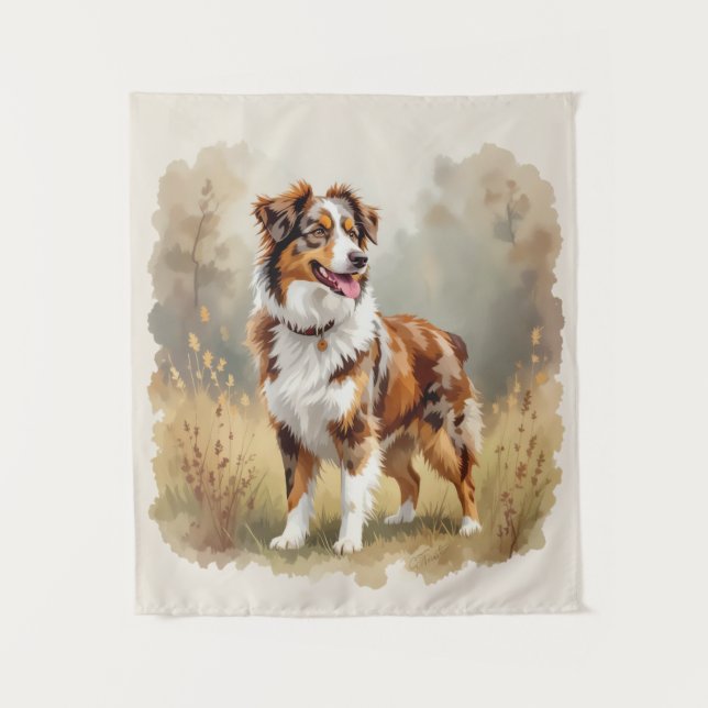 Tenture Australian Shepherd Dog Red Merle Aussie (Devant)
