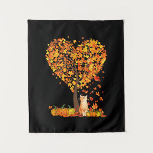 Tenture Automne Amoureux des chats Automne Coeur Arbre Feu